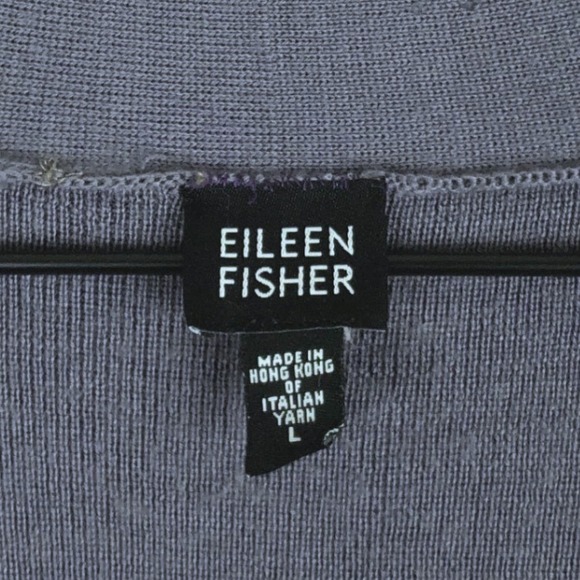 EILEEN FISHER Italian Yarn Open Cardigan Women's Sz L Purple Gray L/S Sweater - Picture 4 of 9